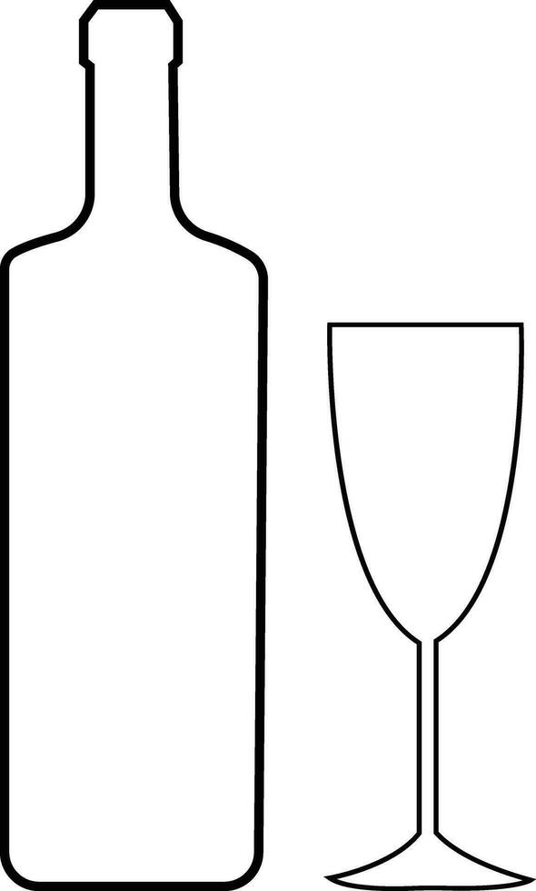 alcohol fles en glas lijn pictogrammen. zwart schets vector silhouet met wijn, cognac, Champagne, bier. alcohol lineair verzameling .elementen monochroom