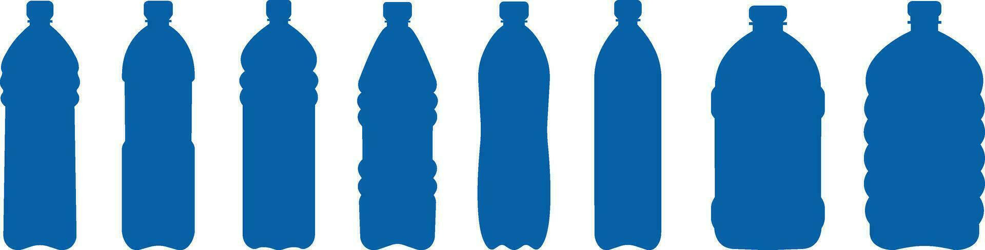 plastic fles blauw icoon set. vector vlak stijl teken . houder water fles voor sport. natuurlijk en gezond levensstijl concept water gebotteld houder vloeistof