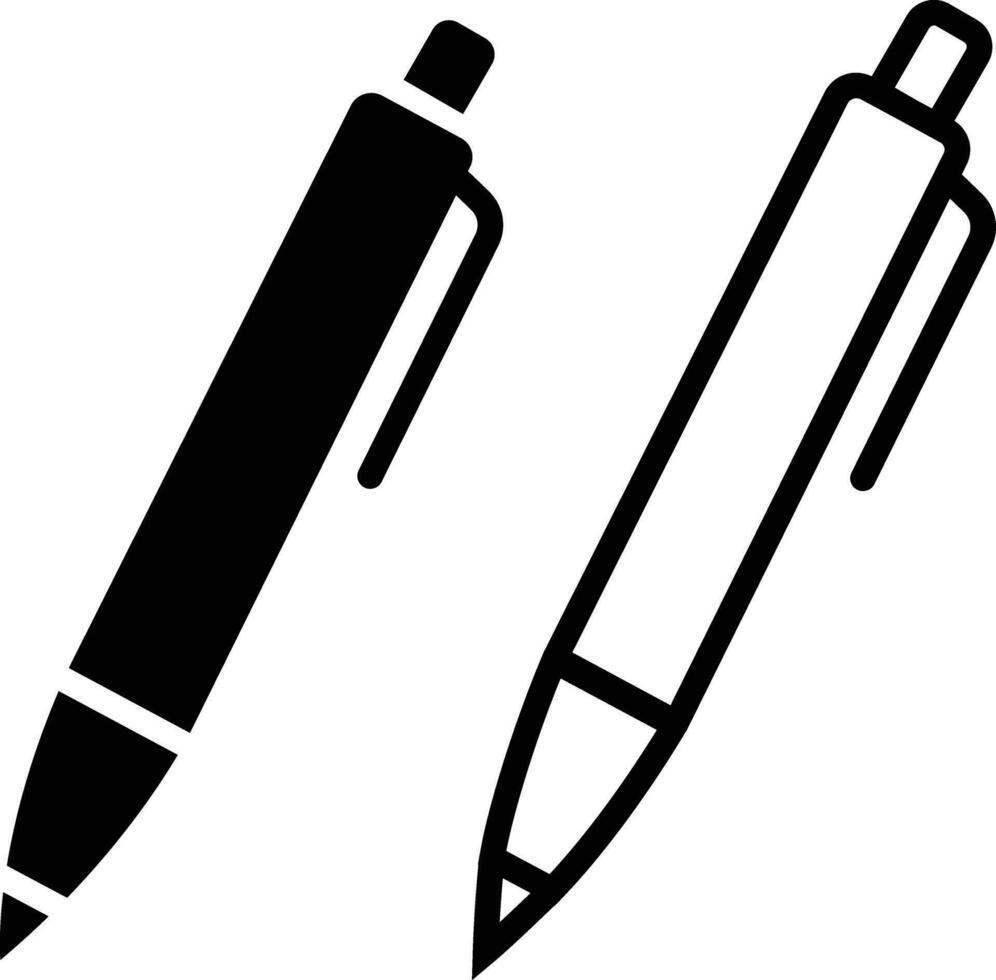 zwart pen pictogrammen set. handtekening pen schets en gevulde vector teken pictogram. gemakkelijk pen symbool verzameling. geschikt voor web bladzijde, mobiel app, ui, ux en gui ontwerp