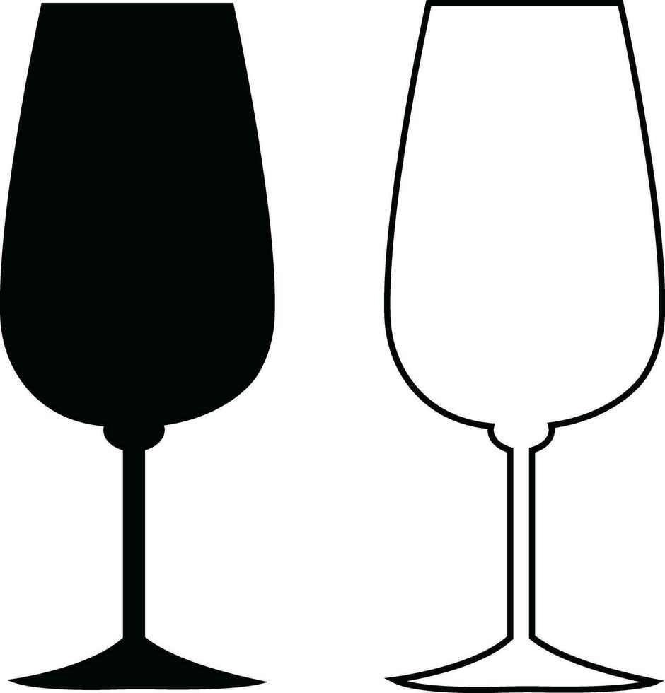 wijn bril pictogrammen reeks gemakkelijk symbool van bar, restaurant. . divers wijn glas vlak of lijn vector zwart silhouet verzameling voor mobiel concept en web ontwerp.