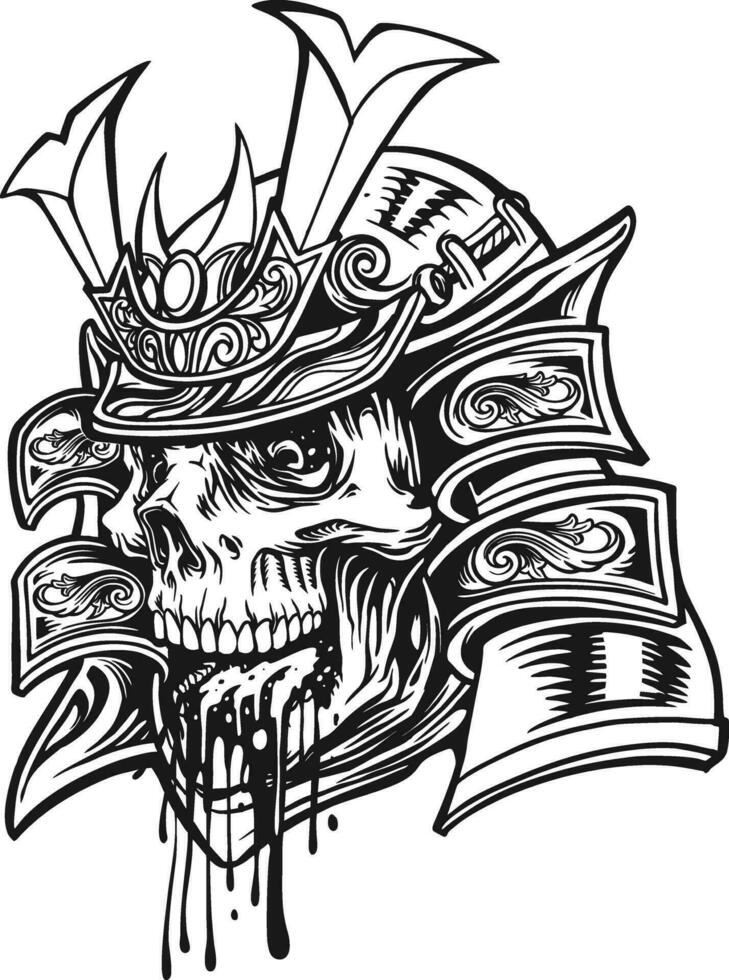 trippy krijger schedel samurai schets vector illustraties voor uw werk logo, handelswaar t-shirt, stickers en etiket ontwerpen, poster, groet kaarten reclame bedrijf bedrijf of merken.