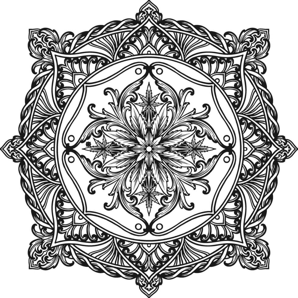 elegant hennep mandala blad floreren monochroom vector illustraties voor uw werk logo, handelswaar t-shirt, stickers en etiket ontwerpen, poster, groet kaarten reclame bedrijf bedrijf