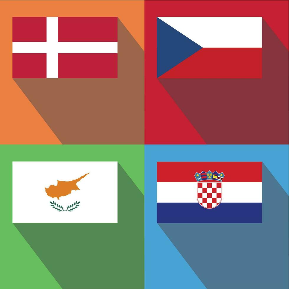 Kroatië, Cyprus, Tsjechisch, Denemarken vlaggen vector