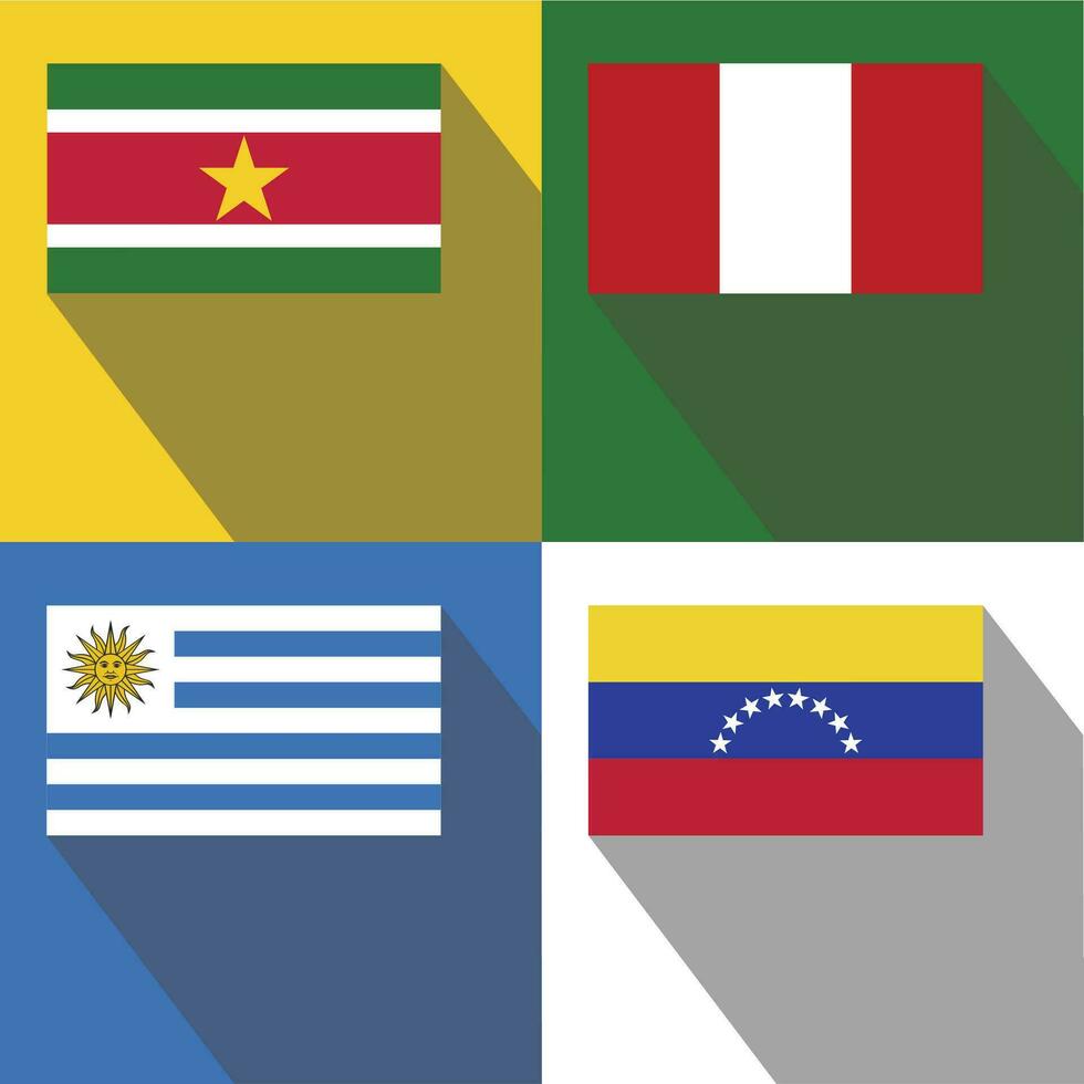 Venezuela, Uruguay, Peru, Suriname vlaggen vector