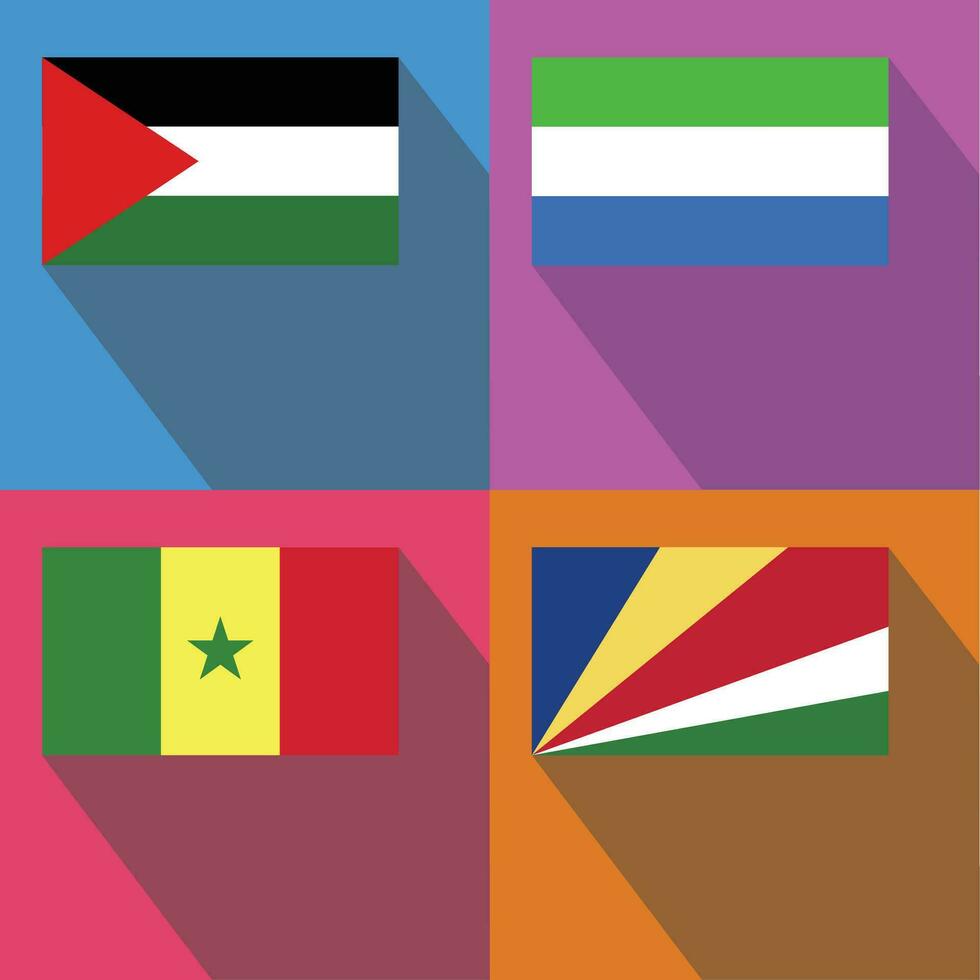 Palestina, Sierra leone, Seychellen, Senegal vlag vector