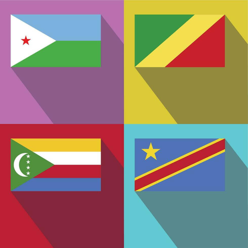 Congo, comoren, Congo, Djibouti vlag vector