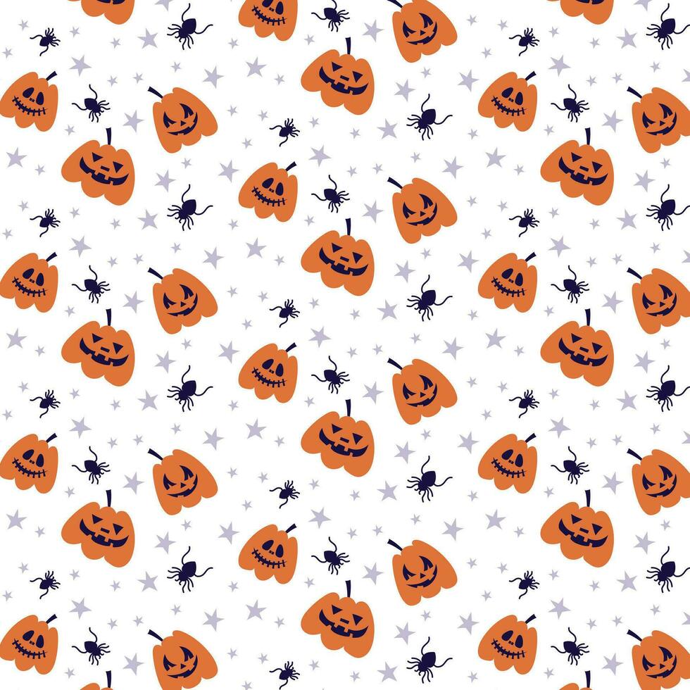 patroon voor halloween met oranje spookachtig pompoen vector