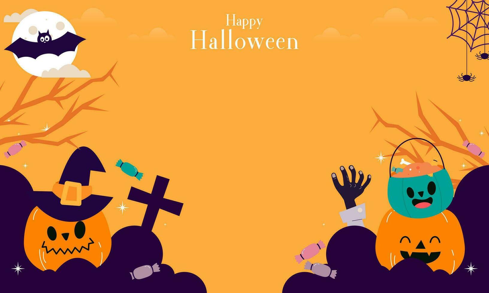 schattig gelukkig halloween kopiëren ruimte banier achtergrond vector