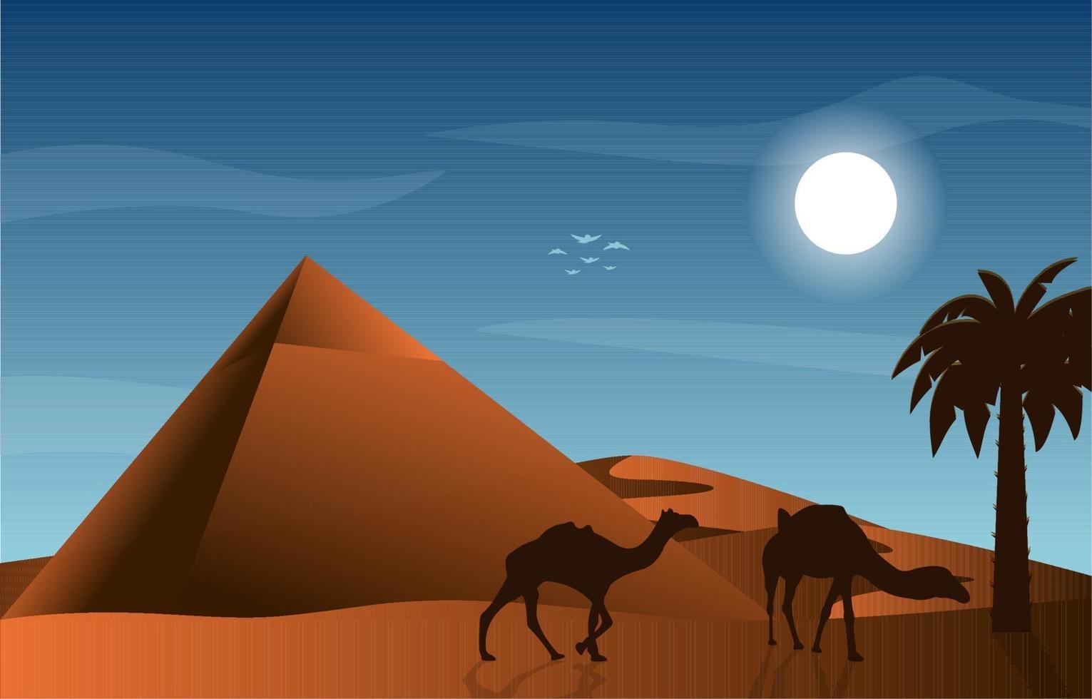 piramide woestijn moslim reizen kameel islamitische cultuur illustratie vector