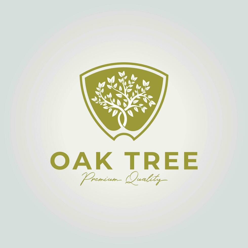 gemakkelijk eik boom vector logo embleem, illustratie van een eik boom ontwerp in een driehoek insigne