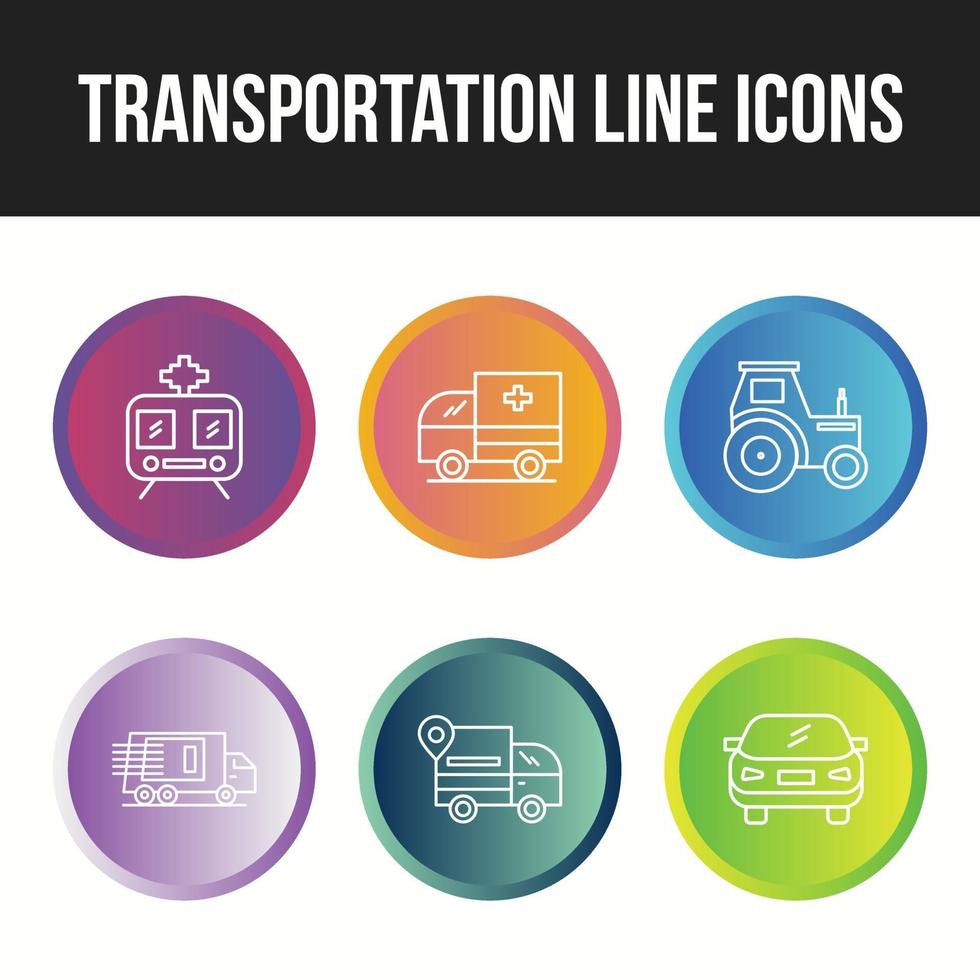 prachtige transport unieke lijn icon set vector