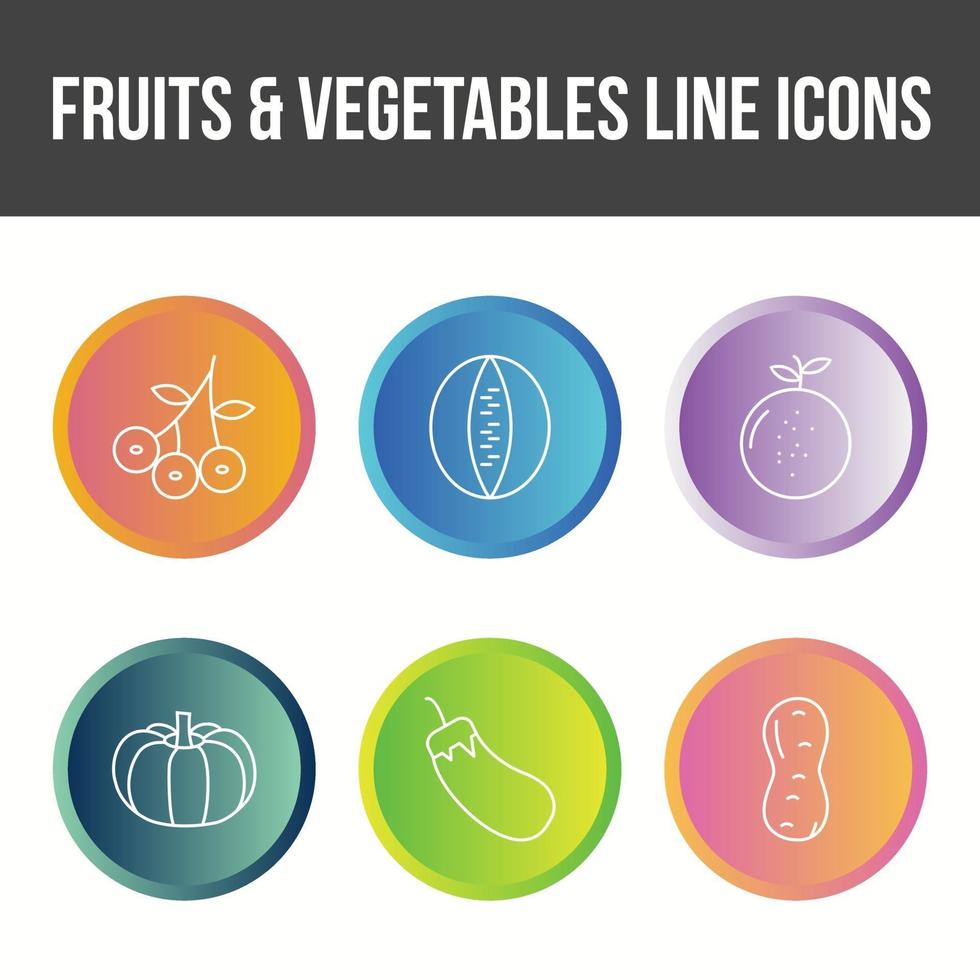 unieke fruit en groente vector icon set