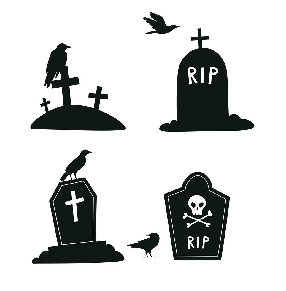 vector illustratie eng graf werf en scrow halloween silhouet thema geïsoleerd Aan wit achtergrond