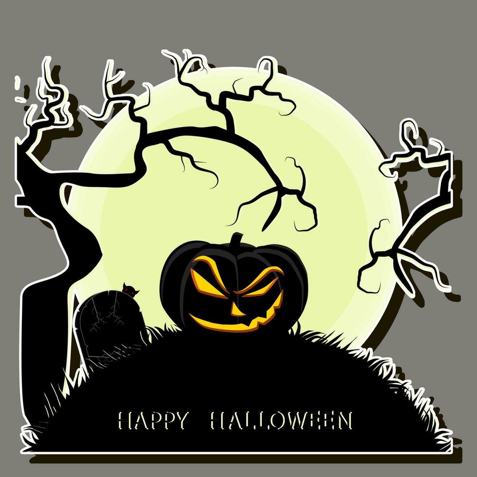illustratie Aan thema sticker voor viering vakantie halloween met oranje pompoenen vector