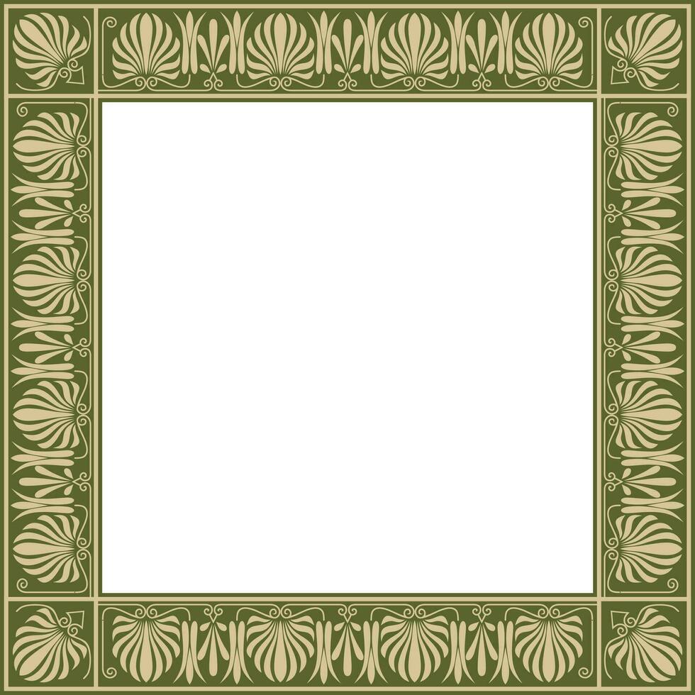 vector gouden en groen plein klassiek Grieks ornament. Europese ornament. grens, kader oude Griekenland, Romeins rijk