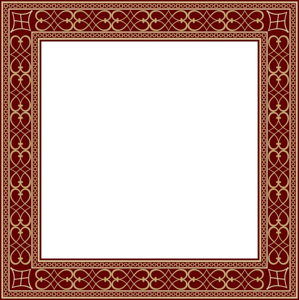 vector goud en rood plein klassiek Renaissance ornament. eindeloos Europese grens, opwekking stijl kader
