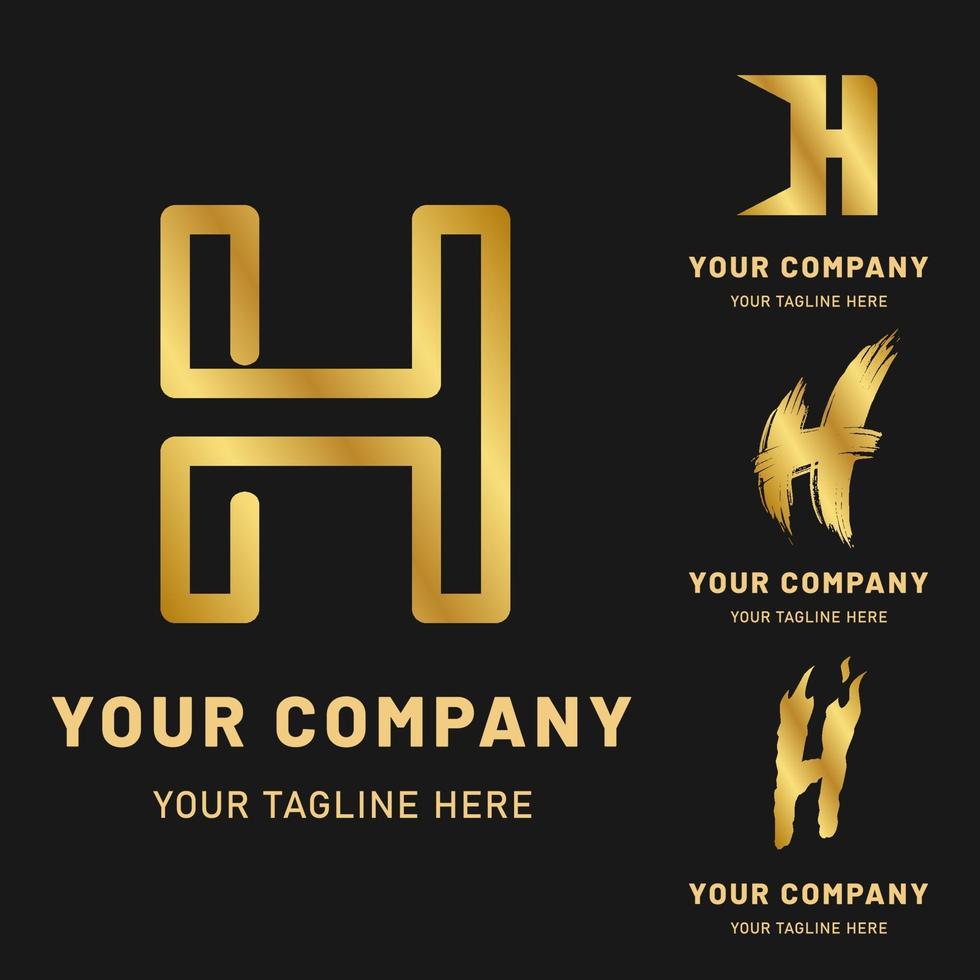 gouden letter h logo-collectie vector