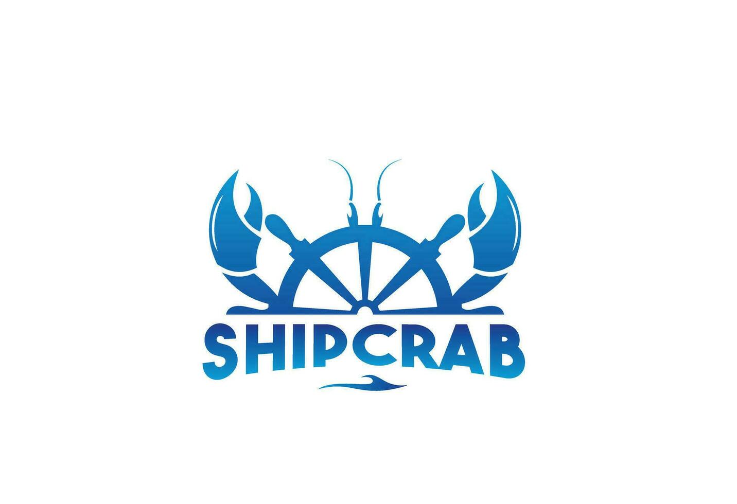 schip en krab modern blauw logo vector