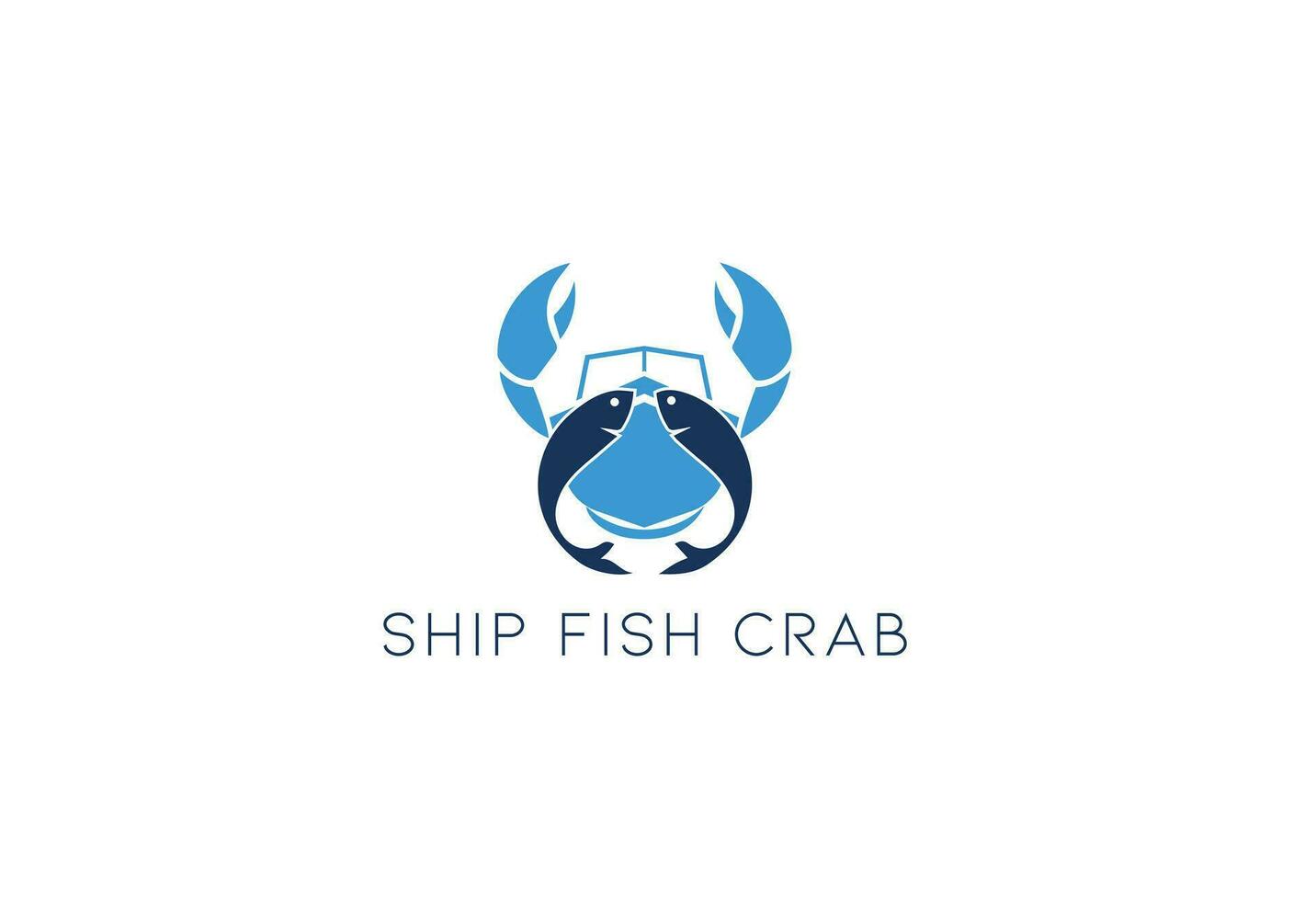 vis krab en boot logo sjabloon vector