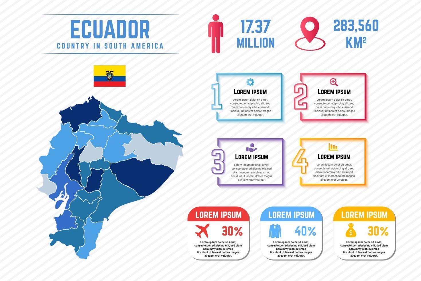 kleurrijke kaart infographic sjabloon van ecuador vector