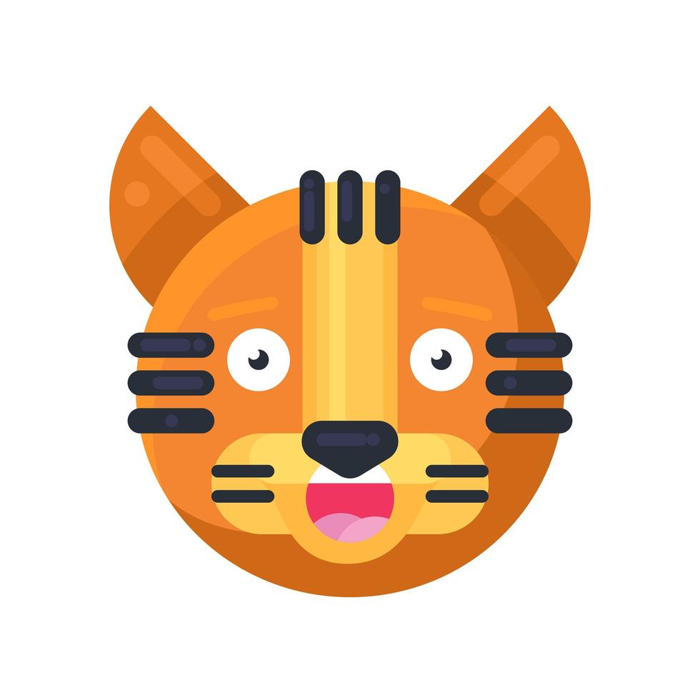 tijger lacht met tanden grappige schattige emoji vector