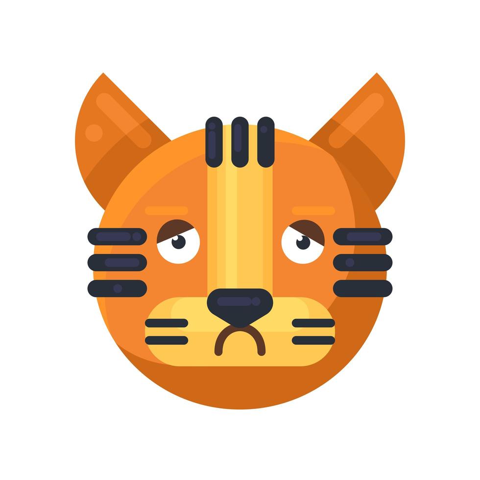 tijger melancholie en saaie emotie emoji vector