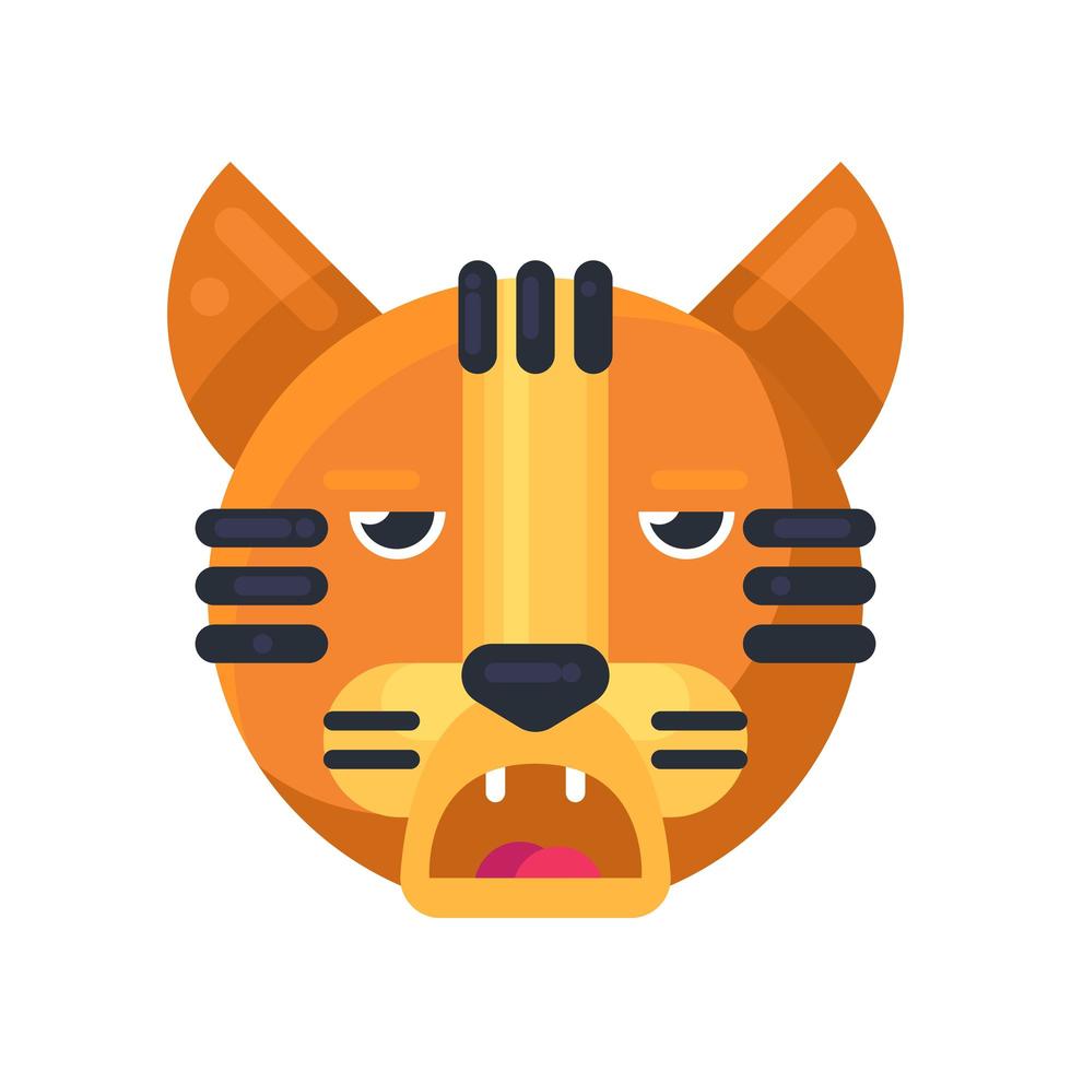 tijger schattig dier saaie expressie emoji vector