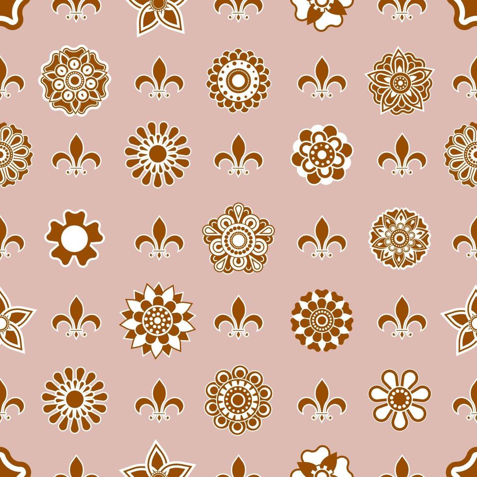 gouden abstracte bloemenmandalabloem met fleur de lis-patroon vector