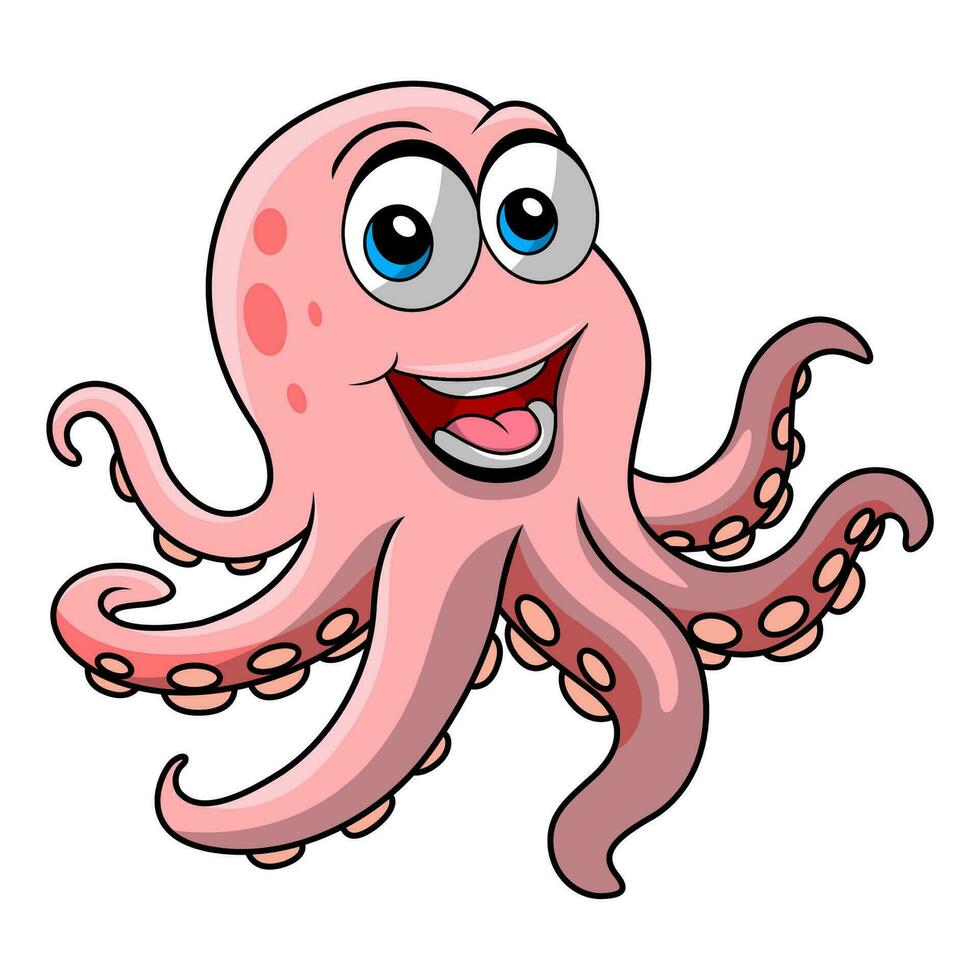 schattige octopus cartoon op witte achtergrond vector