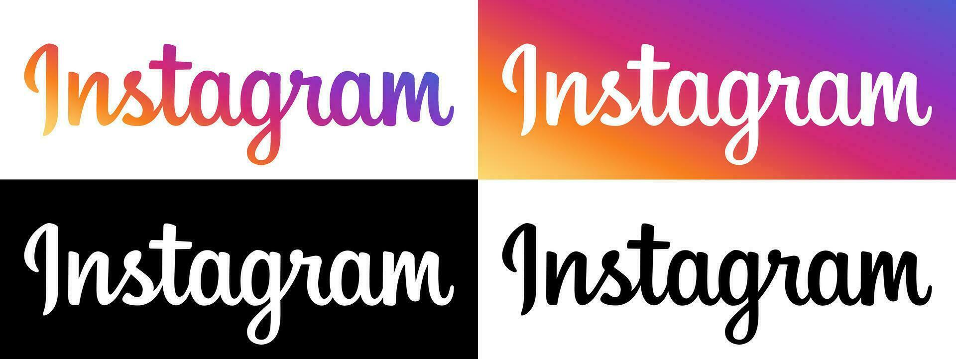 instagram tekst logo - vector reeks verzameling - zwart silhouet en origineel helling kleur doopvont - geïsoleerd. laatste doopvont voor web bladzijde, mobiel app of afdrukken materialen.