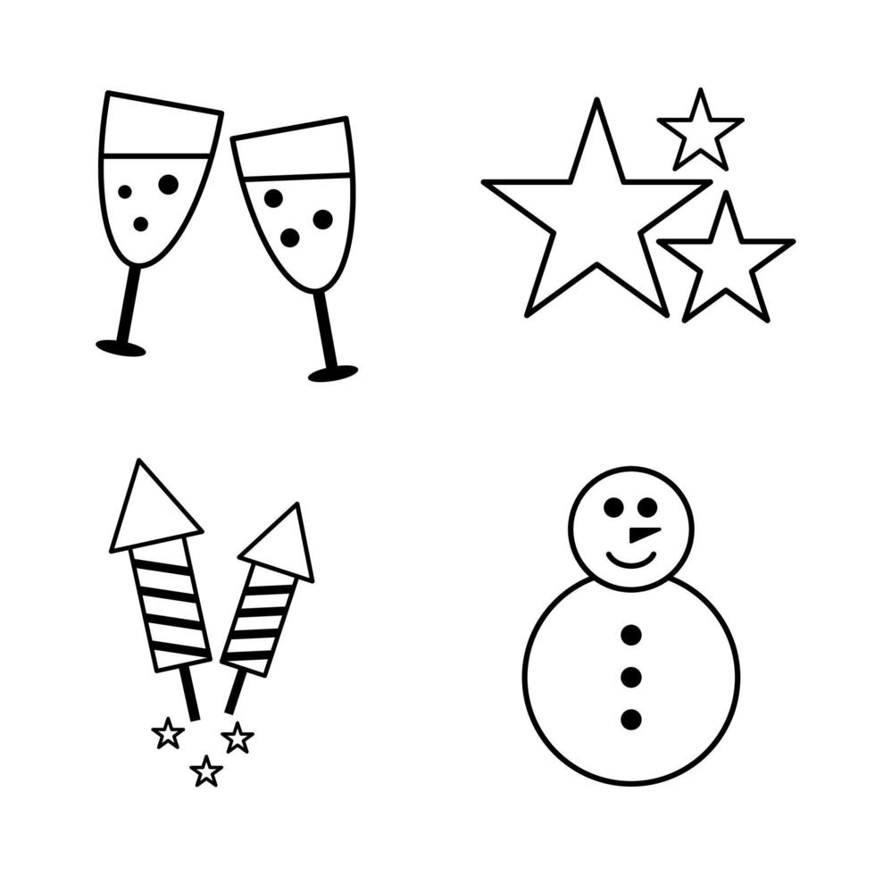 Kerstmis en Nieuwjaar pictogrammen, plat ontwerp. cadeau lijn pictogrammen. vector