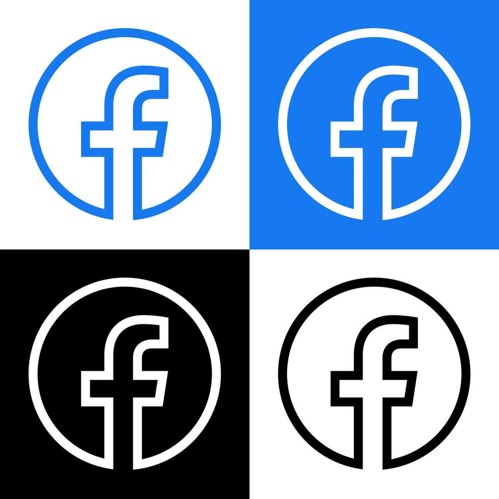 facebook logo - vector reeks verzameling - zwart silhouet vorm - origineel laatste blauw kleur - geïsoleerd. f icoon voor web bladzijde, mobiel app of afdrukken.