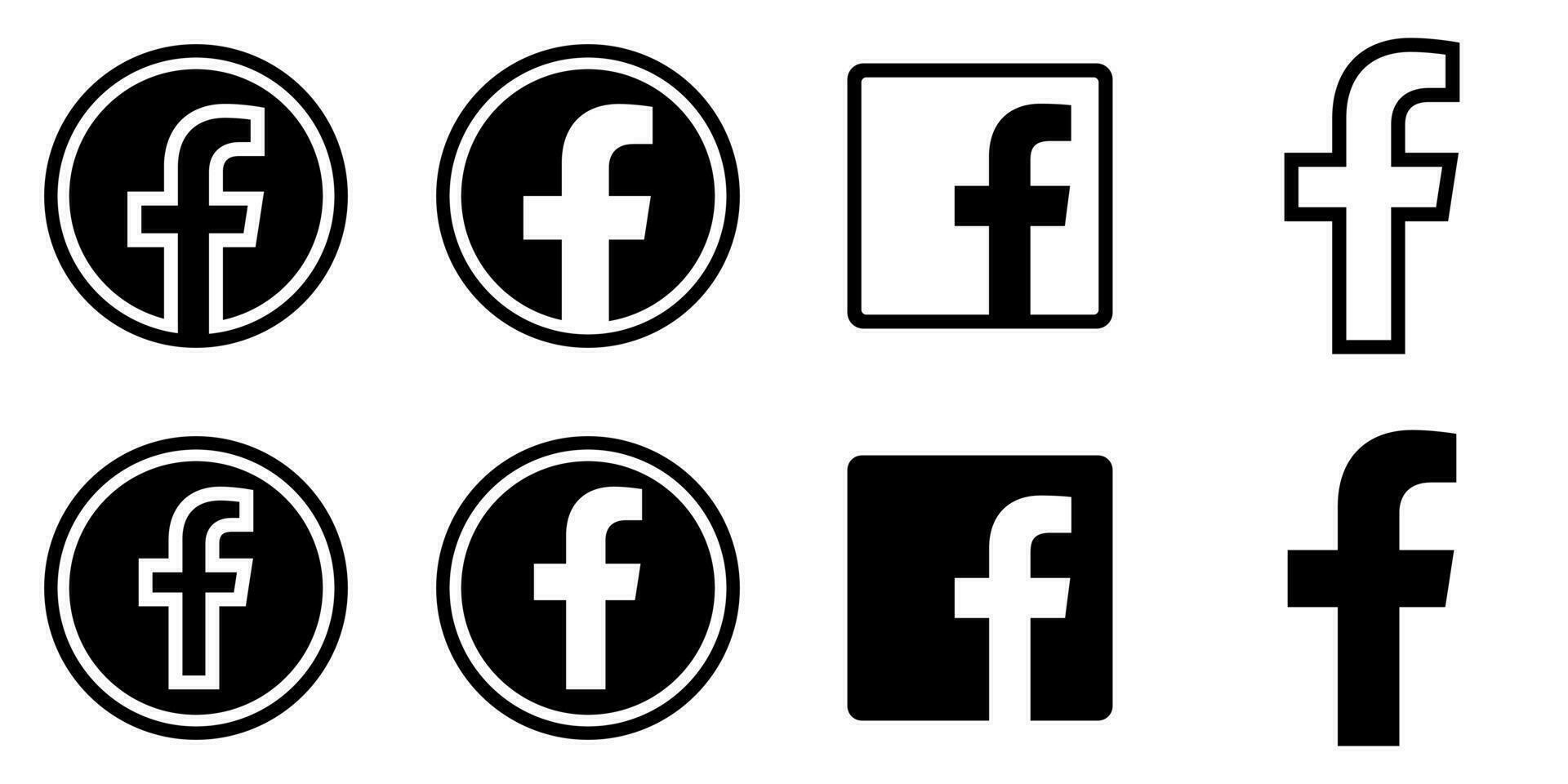 facebook logo - vector reeks verzameling - zwart silhouet vorm - geïsoleerd. f icoon voor web bladzijde, mobiel app of afdrukken materialen.