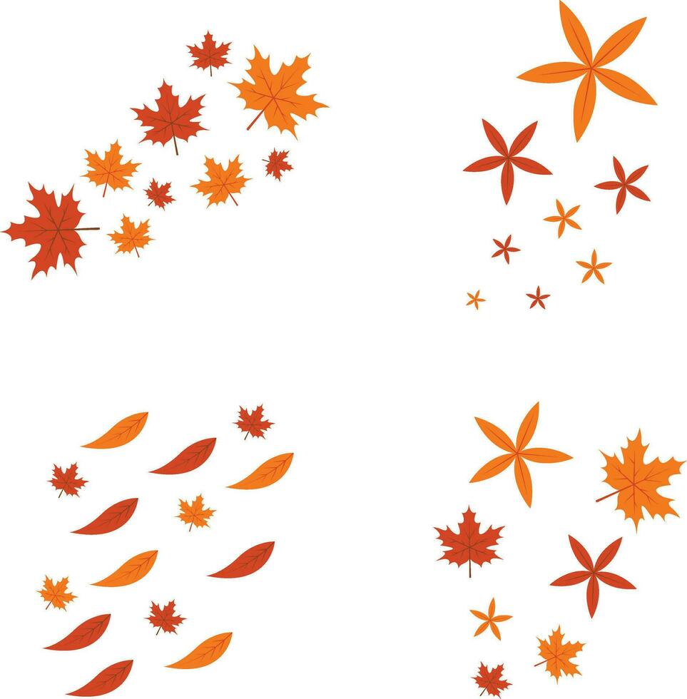 gedaald herfst bladeren in wit achtergrond. vector illustratie set.