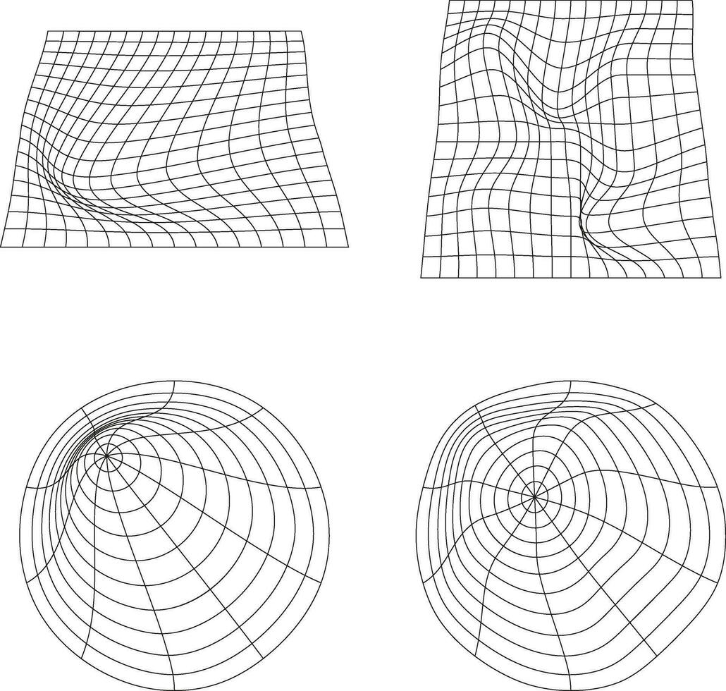 futuristische wireframe vorm met Golf lijnen. geïsoleerd vector set.