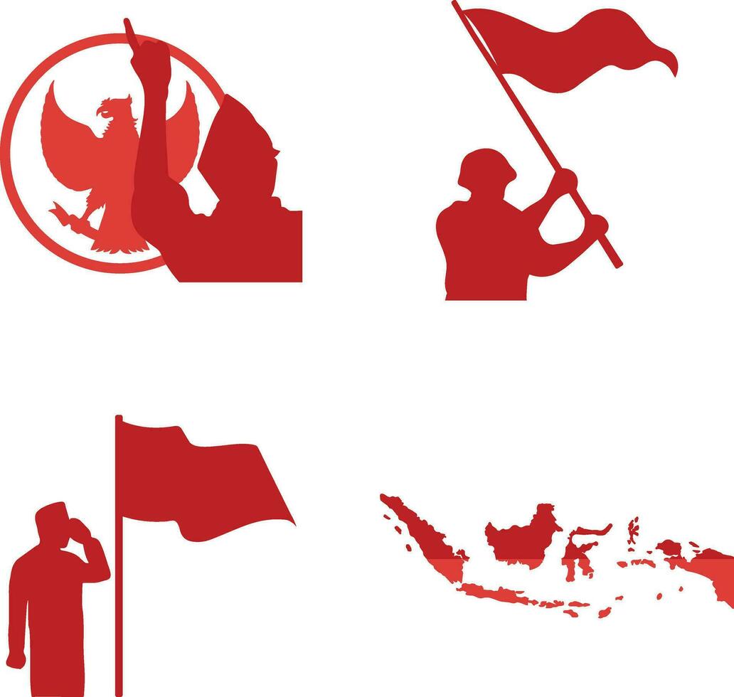 Indonesië onafhankelijkheid dag element set. vector illustratie