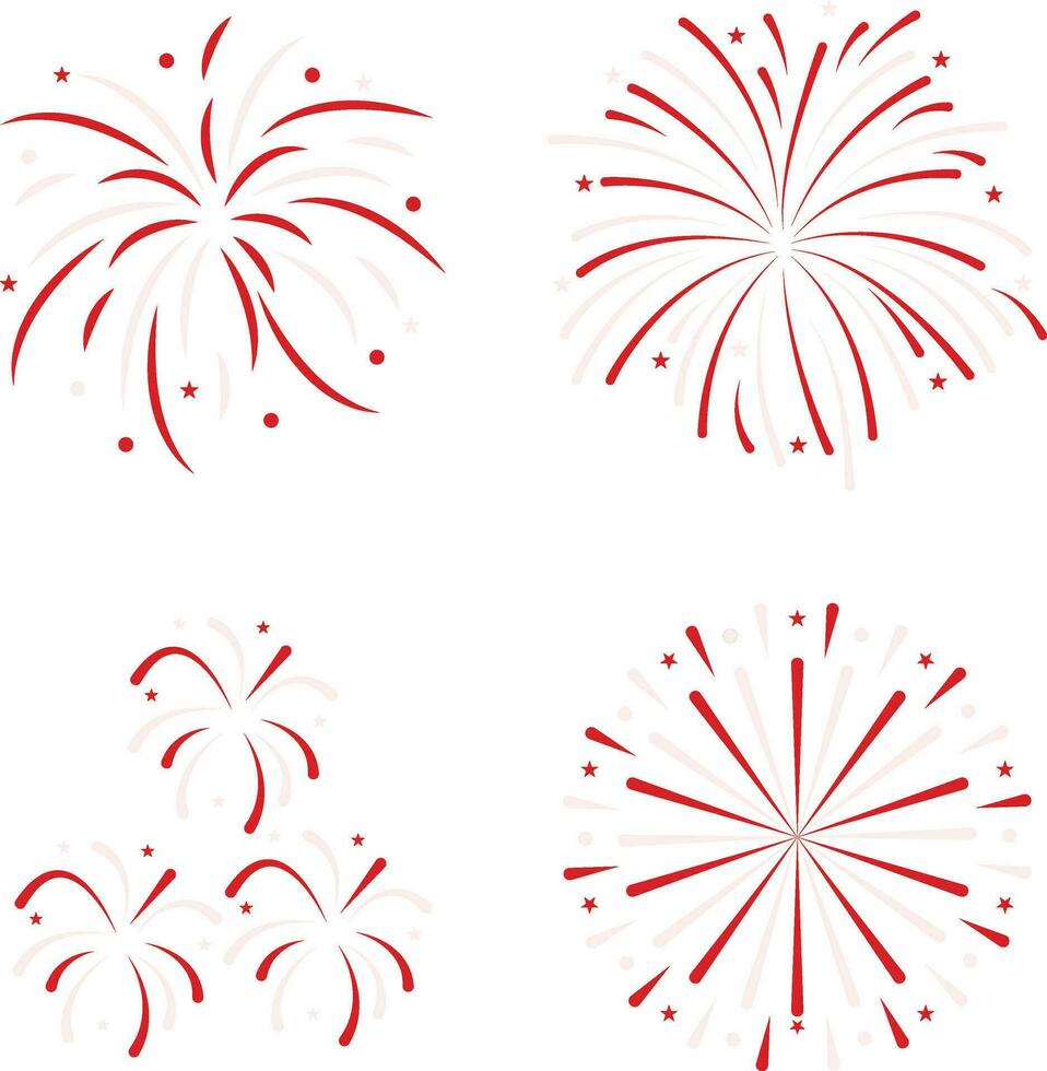 Indonesisch onafhankelijkheid dag vuurwerk voor sjabloon elementen. geïsoleerd vector set.