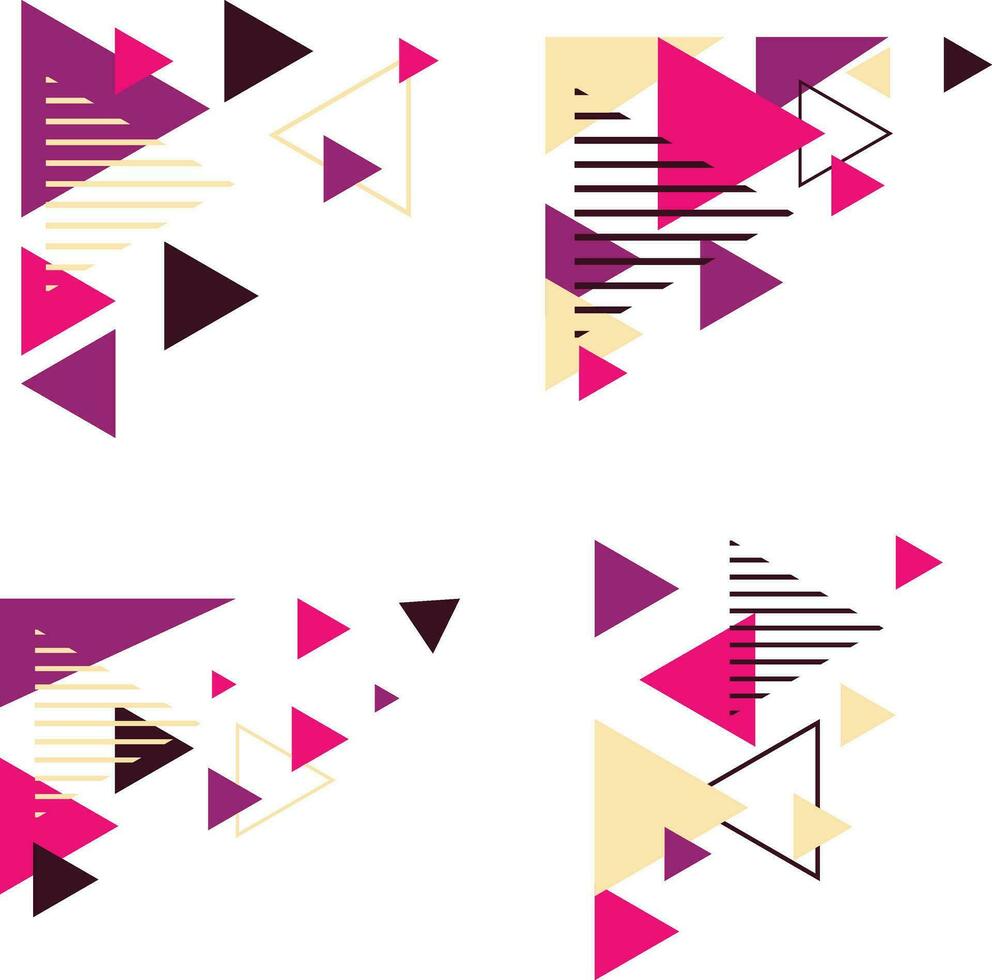 driehoek hoek vorm met abstract ontwerp. geïsoleerd Aan wit achtergrond. vector illustratie set.