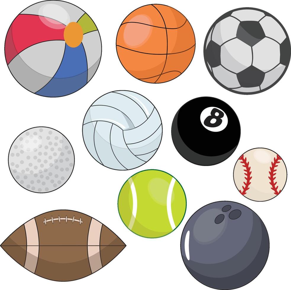 allemaal soorten van sport- ballen clip art reeks vector