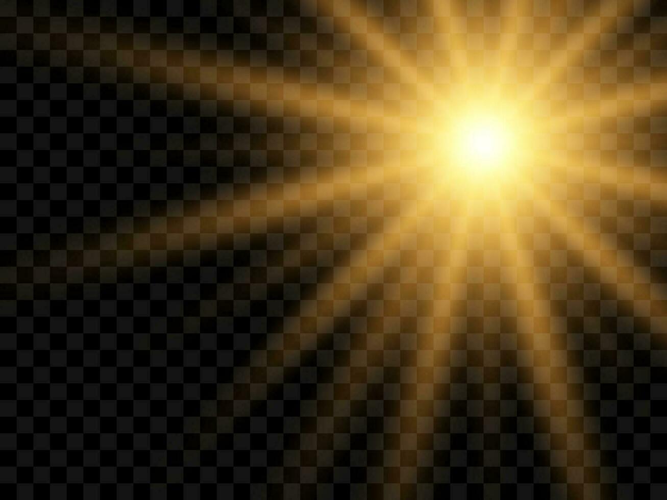 zonlicht Aan een achtergrond. geïsoleerd geel stralen van licht. vector illustratie