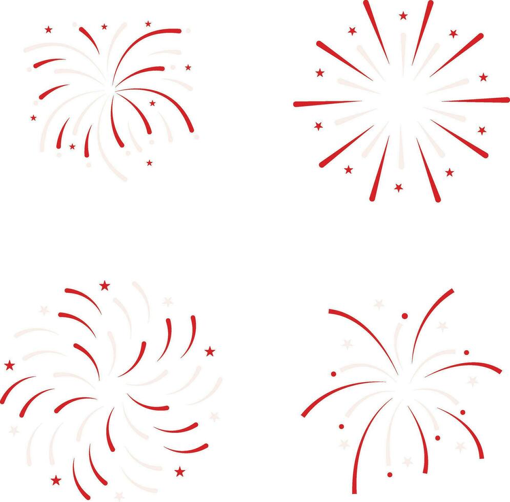 Indonesisch onafhankelijkheid dag vuurwerk voor sjabloon elementen. geïsoleerd vector set.