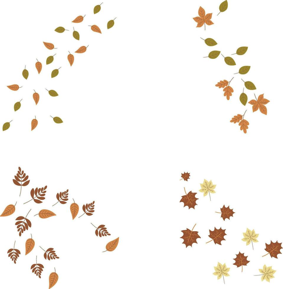 gedaald herfst bladeren met kleurrijk concept. gebladerte achtergrond. vector illustratie set.