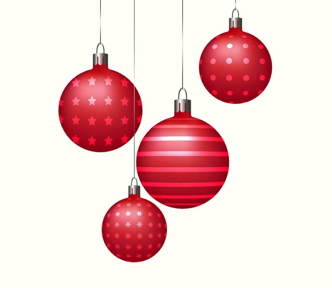 Kerstmis 3d rood ballen Aan een wit achtergrond. vector