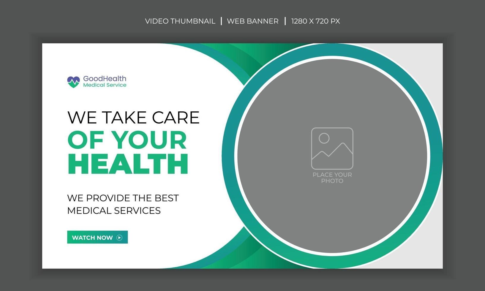 webbannersjabloon voor gezondheid en artsen en videominiatuur vector