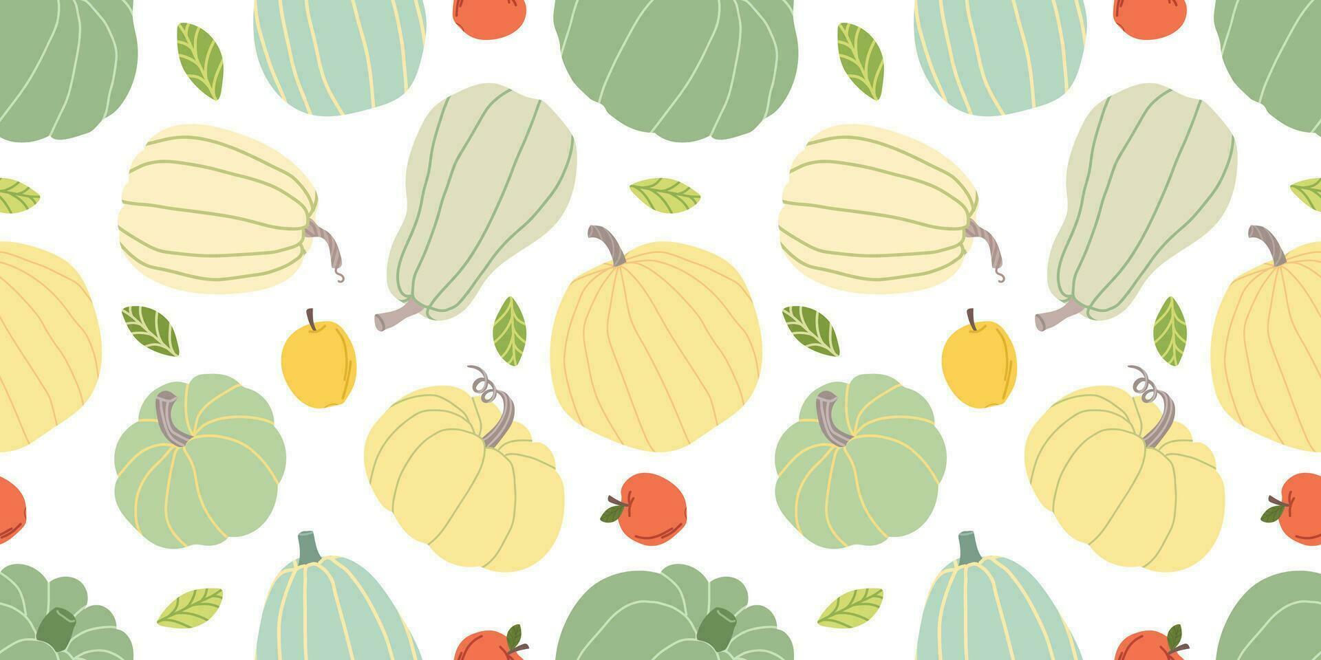 pompoen oogsten naadloos patroon. kleurrijk oogst illustratie. gebruikt voor papier, omslag, geschenk wrap, kleding stof. vector illustratie. herfst naadloos patronen.
