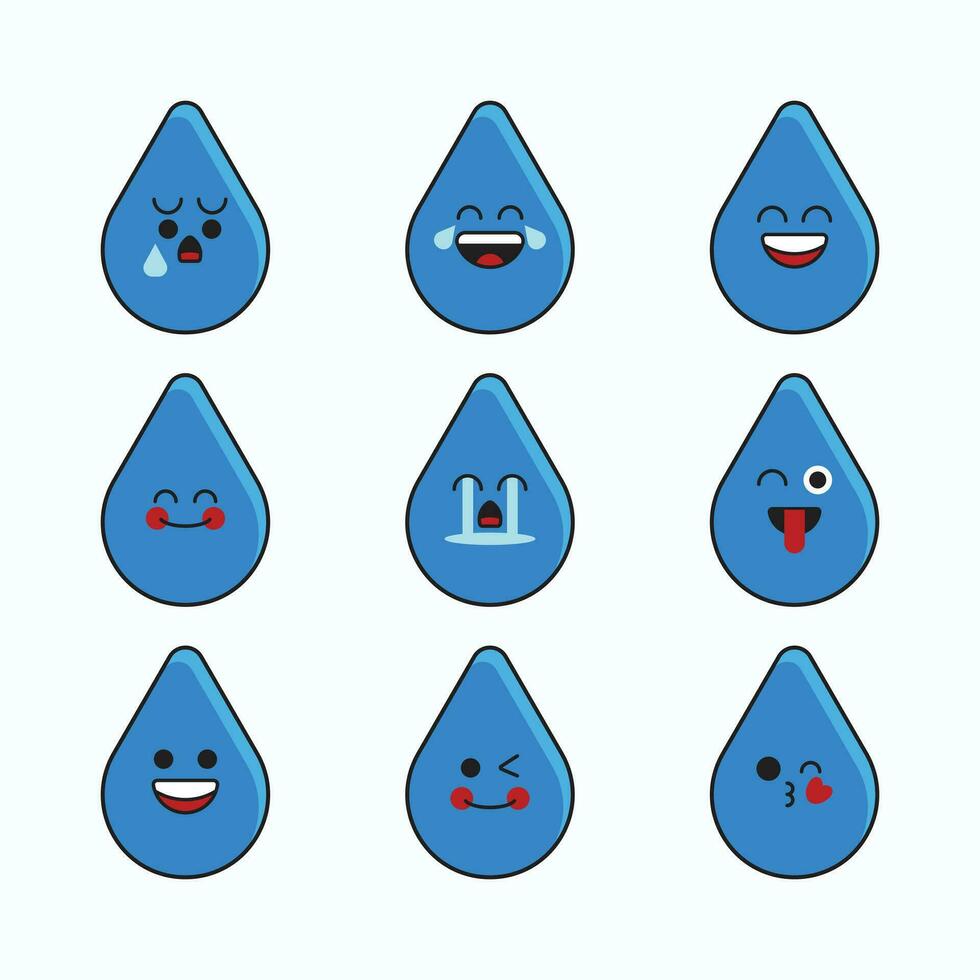 water laten vallen emoticon icoon set. vector