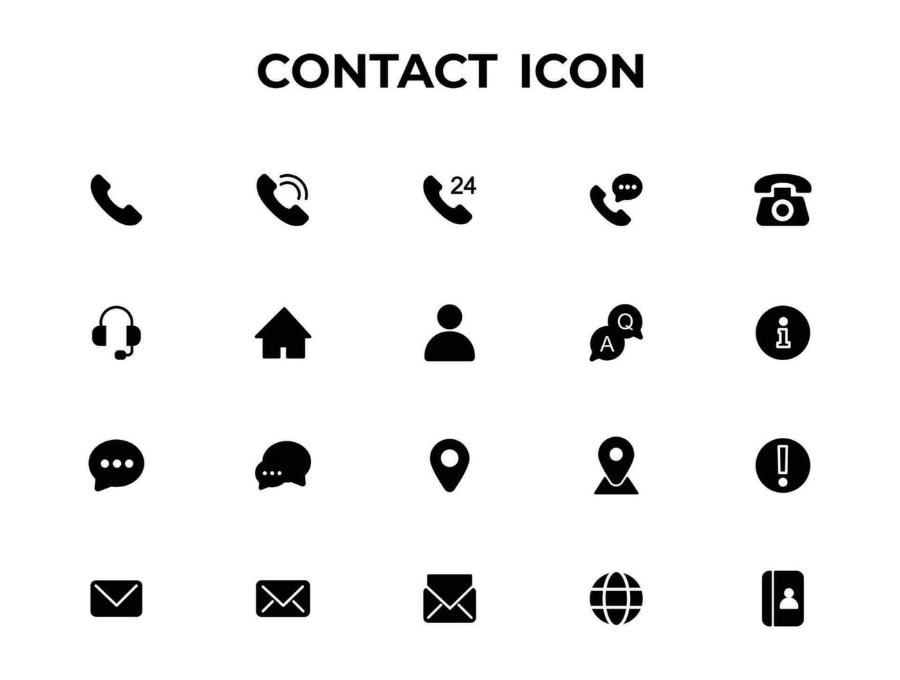 universeel contact pictogrammen set. vlak vector illustratie.