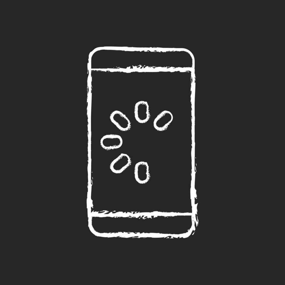 langzame telefoon krijt wit pictogram op donkere achtergrond vector