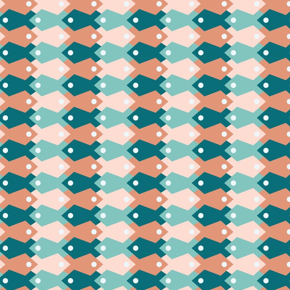 naadloos geometrisch patroon met vissen vector