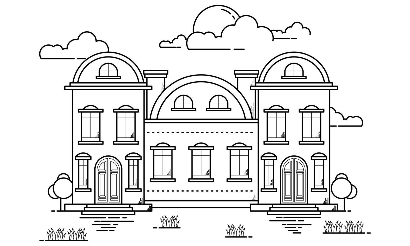 huisbouw schetsontwerp voor het tekenen van boekstijl vier vector